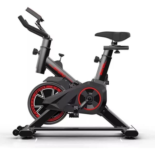 Imagem de Bicicleta Ergométrica Fitness para Cardio e Musculação com base Cor Preto e Vermelho na loja Mercado Livre