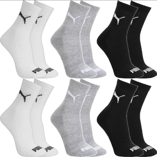 Imagem de Kit 6 Pares Meias Puma Cano Médio Alto Atoalhada Original na loja Mercado Livre
