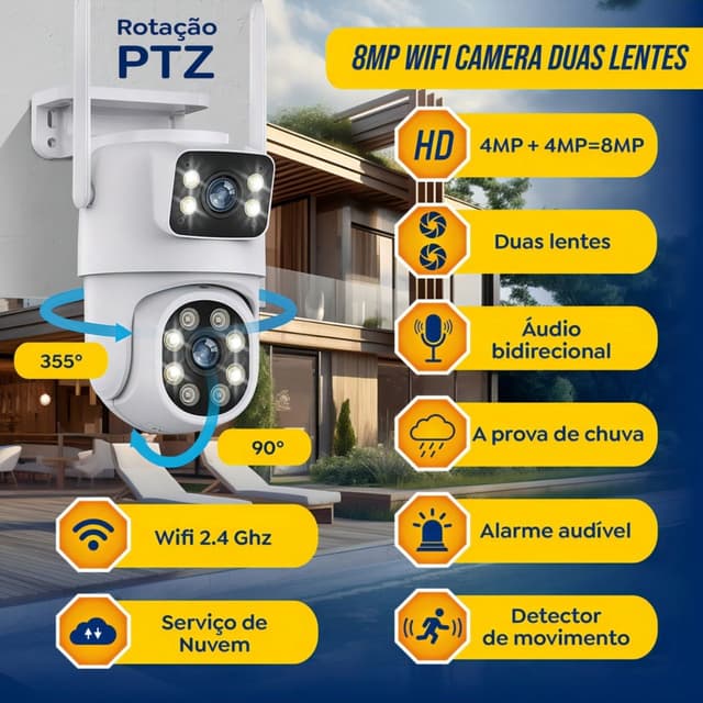 Imagem de Câmera De Segurança Infravermelho Wi-fi Smart A28b Dupla Lente Ip Prova D'agua na loja Mercado Livre