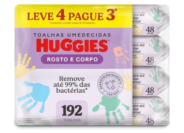 Imagem de Lenço Umedecido Huggies 192 unidades (4 pacotes com 48 unidades cada) na loja Amazon