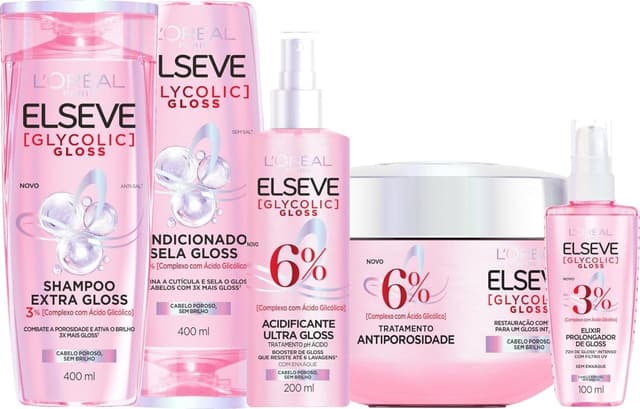 Imagem de Kit Glycolic Gloss Shampoo+Condicionador+Acidificante+Creme de Tratamento+Sérum na loja Amazon