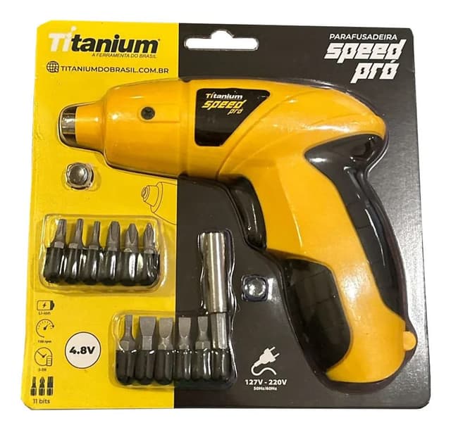 Imagem de Parafusadeira Elétrica Titanium Speed Pró Bivolt C/ 11 Bits na loja Mercado Livre