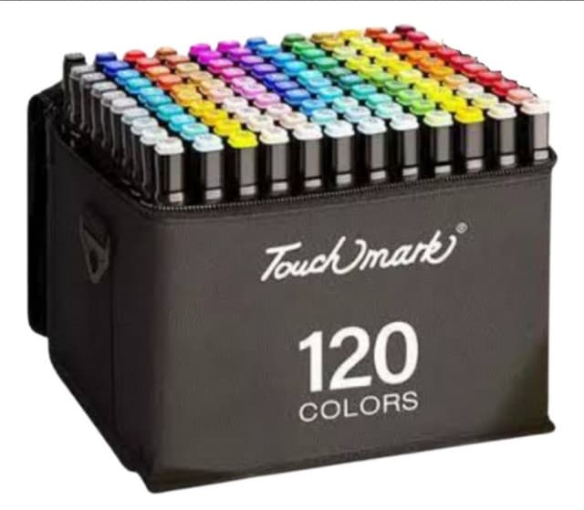 Imagem de Canetas Permanentes 120 Cores Vibrantes Ponta Dupla C/ Bolsa Fast Plug Touchmark na loja Mercado Livre