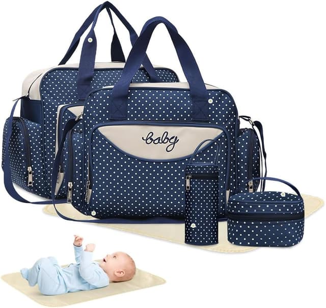 Imagem de Kit Bolsa Multifuncional com 5 peças para Mães na loja Amazon
