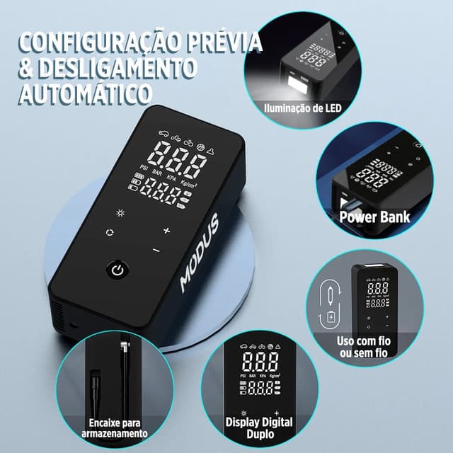 Imagem de Compressor Ar Digital Portátil Bomba Elétrica 150psi Sem Fio Preto Monofásica na loja Mercado Livre
