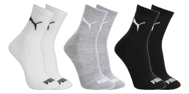 Imagem de Kit com 3 Pares de Meias Puma Cano Médio na loja Mercado Livre