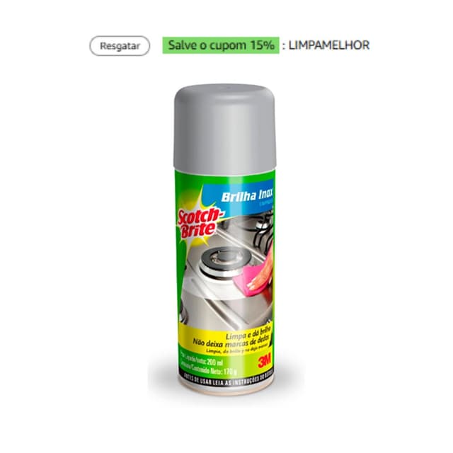 Imagem de Limpador Brilha Inox Spray Scotch-Brite 3M 200ml na loja Amazon