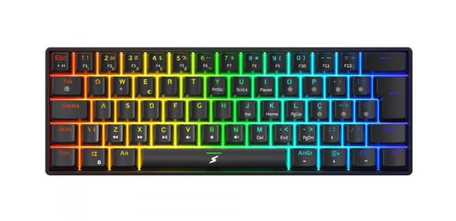Imagem de Teclado Mecânico Gamer SuperFrame Player, RGB, 60%, Switch Red, USB, ABNT2, Preto na loja Mercado Livre