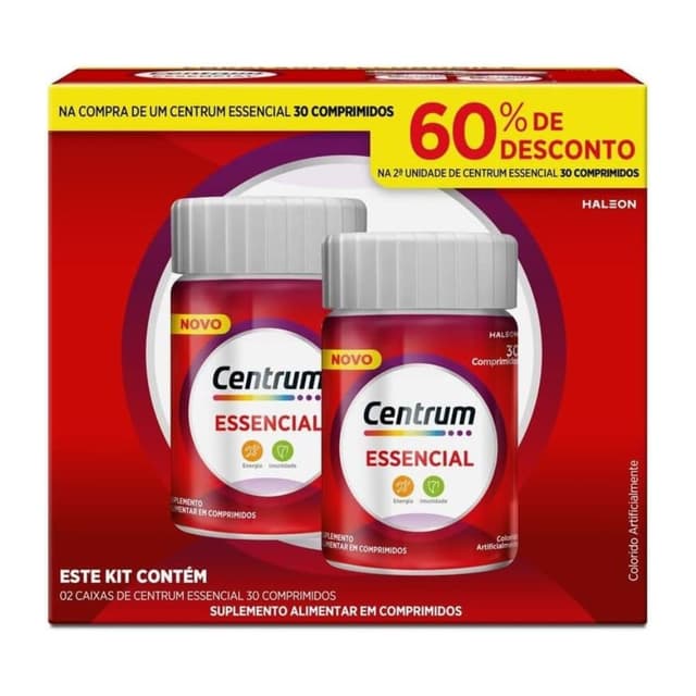 Imagem de Centrum Essencial Multivitamínico Diário, com Complexo B, Vitamina D, e Magnesio, 2 Frascos com 30 Comprimidos cada na loja Amazon