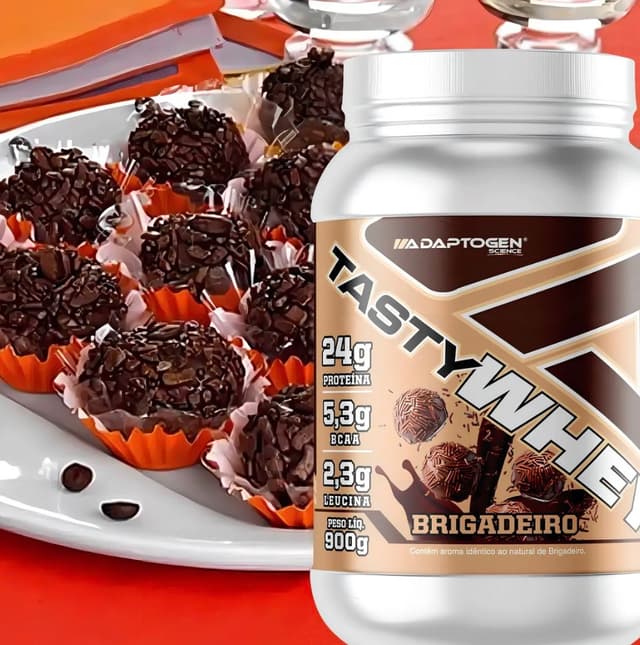 Imagem de Suplemento Tasty Whey 3w Gourmet Whey Protein Adaptogen Science Pote 900g Sabor Brigadeiro na loja Mercado Livre