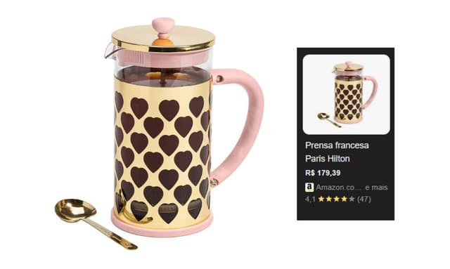 Imagem de Prensa francesa Paris Hilton, com colher medidora, rosa na loja Amazon