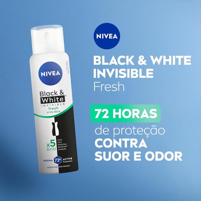 Imagem de 10X NIVEA Desodorante Antitranspirante Aerossol Invisible Black & White Fresh 150ml na loja Amazon