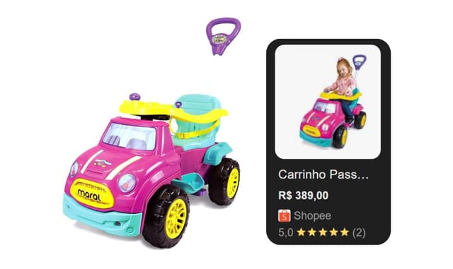 Imagem de SPORTCAR PEDAL MARAL - ROSA na loja Amazon