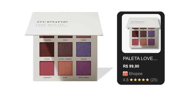 Imagem de Océane – Love Palette - Paleta De Sombras./Unica na loja Amazon