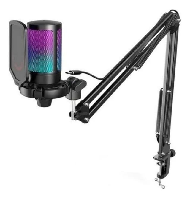 Imagem de Microfone Condensador Gamer ME-65 Com Braço Articulável Cor Preto na loja Mercado Livre
