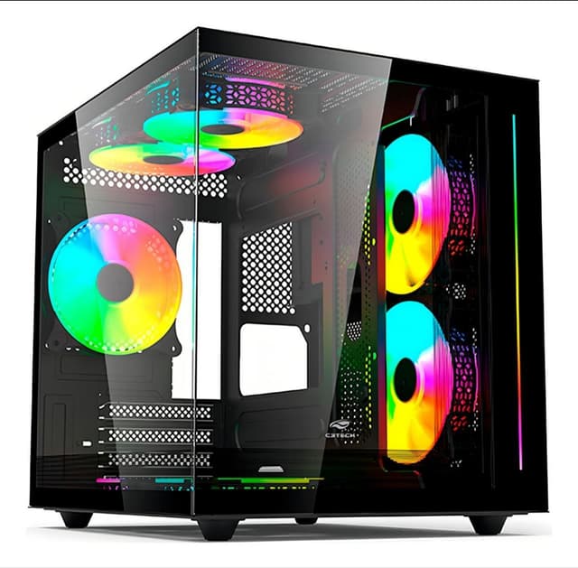 Imagem de Gabinete Gamer ATX Cube Aquário Lateral de Vidro Temperado Cor Preto na loja Mercado Livre