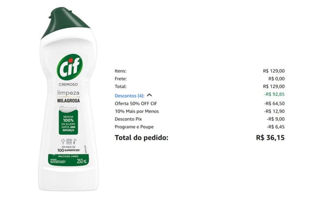 Imagem de 10x CIF Cremoso Limpeza Milagrosa Limão 250 ml na loja Amazon