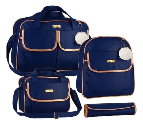 Imagem de Bambinelli kit bolsa maternidade com mochila menina menino cor azul-marinho na loja Mercado Livre