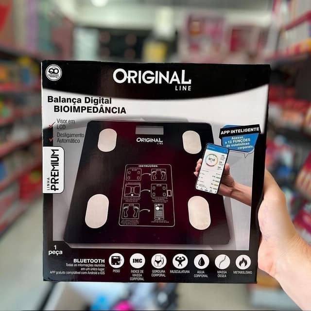 Imagem de Balança Bioimpedância Digital Preta 180kg na loja Mercado Livre
