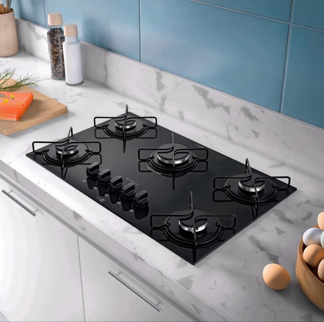 Imagem de Cooktop 5 Bocas a Gás Atlas Agile Up Mega Chama Preto na loja Mercado Livre