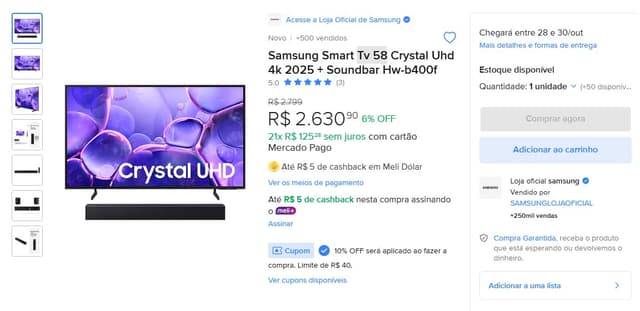 Imagem de TV + SOUNDBAR PARCELADOS TA VALENDO DMS na loja Mercado Livre