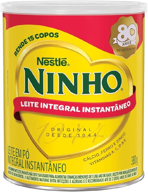 Imagem de 5x Leite Pó Instantâneo Integral Ninho Lata 380g na loja Amazon