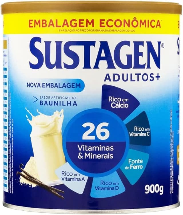 Imagem de Complemento Alimentar Sustagen Adultos+ Sabor Baunilha - Lata 900G na loja Amazon